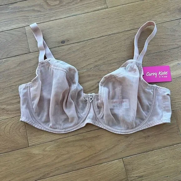 NEW Curvy Kate Eye Spy Balcony Bra 38F NWT Blush Pink Nude Sheer Large Bust - Picture 2 of 10